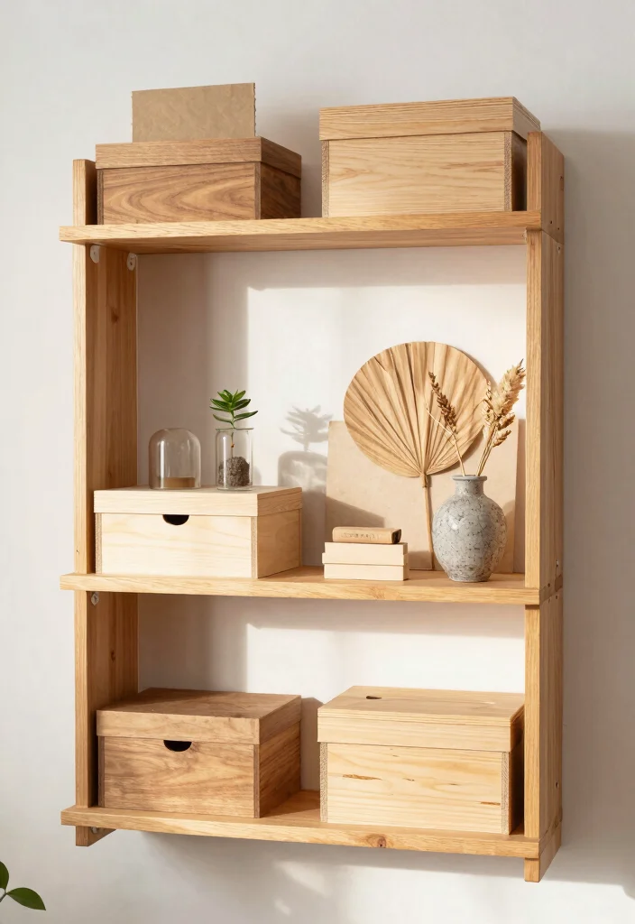 15 Wood Shelf Decor Living Room Ideas for Natural Simple Styling - 13. Personal Touches with DIY 1