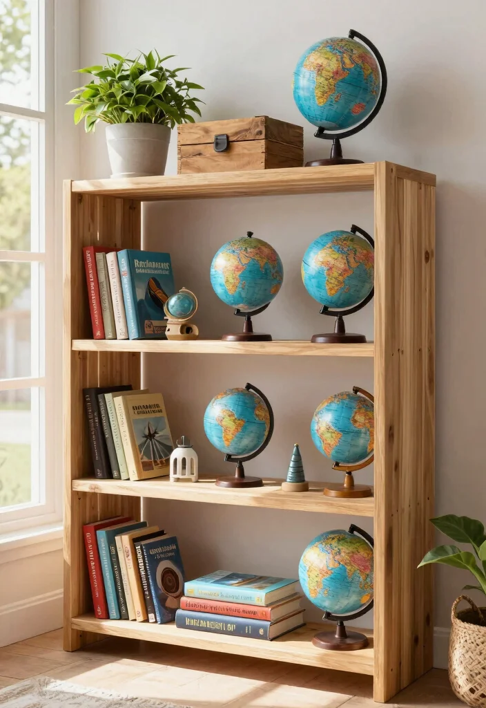 15 Wood Shelf Decor Living Room Ideas for Natural Simple Styling - 4. Create a Themed Display 1