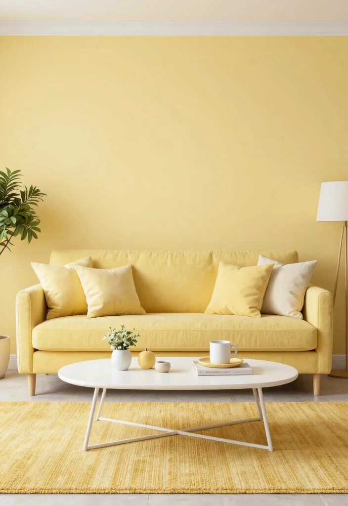 15 Yellow Accent Wall Living Room Ideas: Cheerful Warm Pop - 8. Monochromatic Magic 1