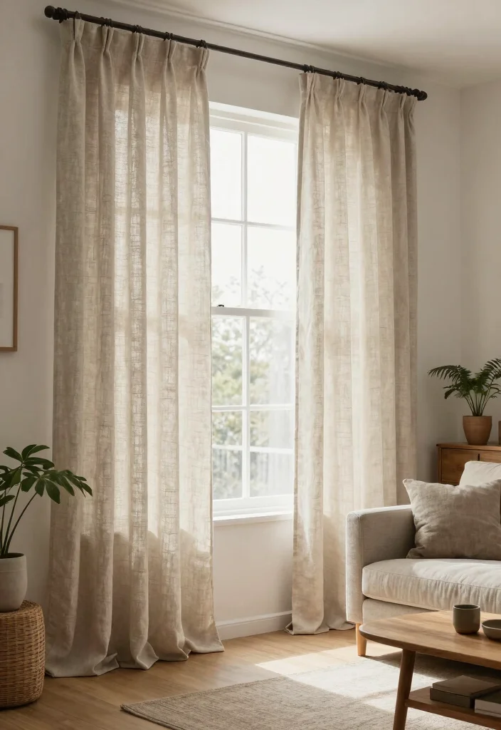 16 Beautiful Curtains Living Room Ideas: Stylish Soft Layers - 14. Earthy Tones and Natural Fabrics 1