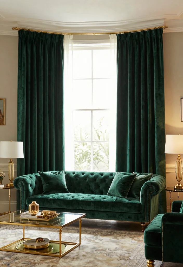16 Beautiful Curtains Living Room Ideas: Stylish Soft Layers - 8. Luxurious Velvet Drapes 1
