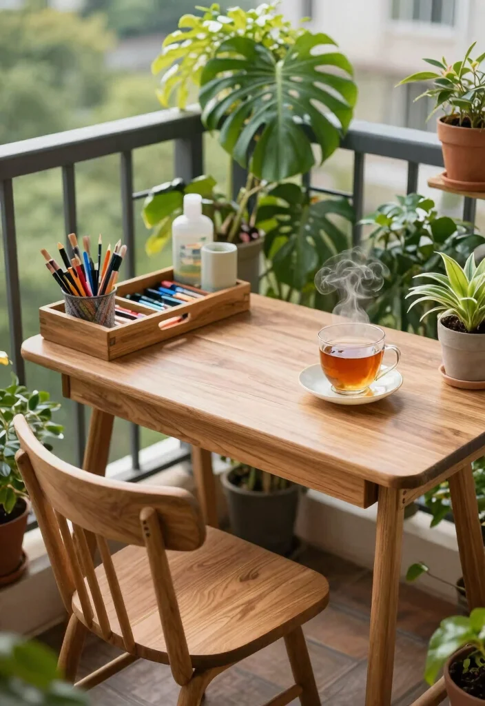 16 Bedroom Balcony Second Story Ideas: Bright Private Escape - 6. A Small Outdoor Desk for Work or Hobbies 1