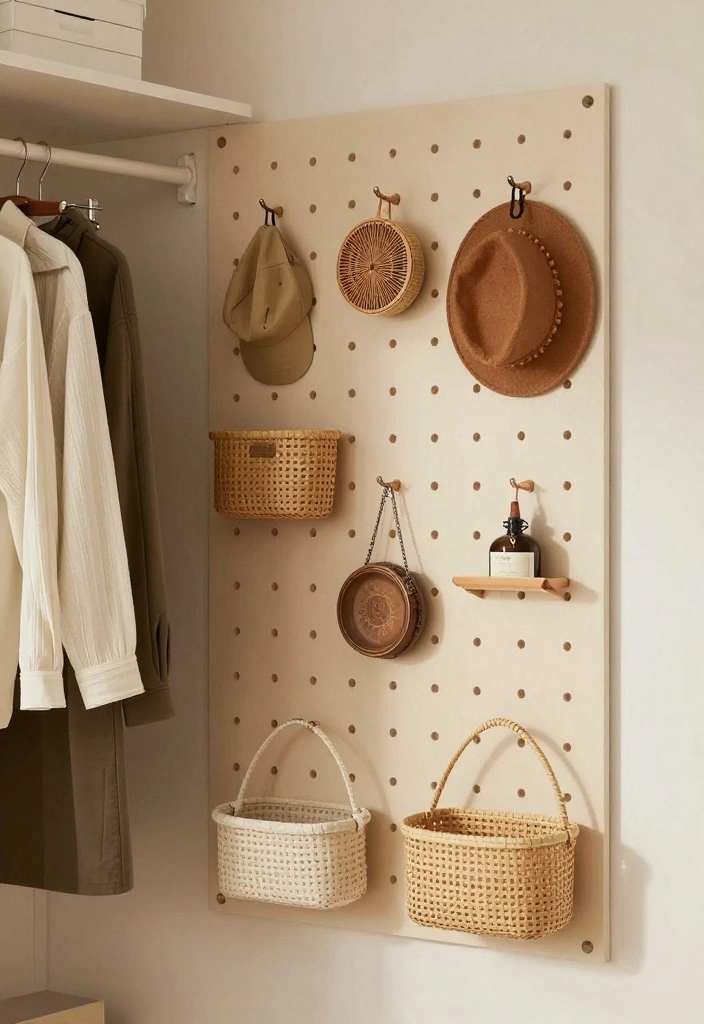 16 Bedroom Into Closet Ideas: Clever Space Transformations - 13. Hang a Pegboard for Versatile Storage 1