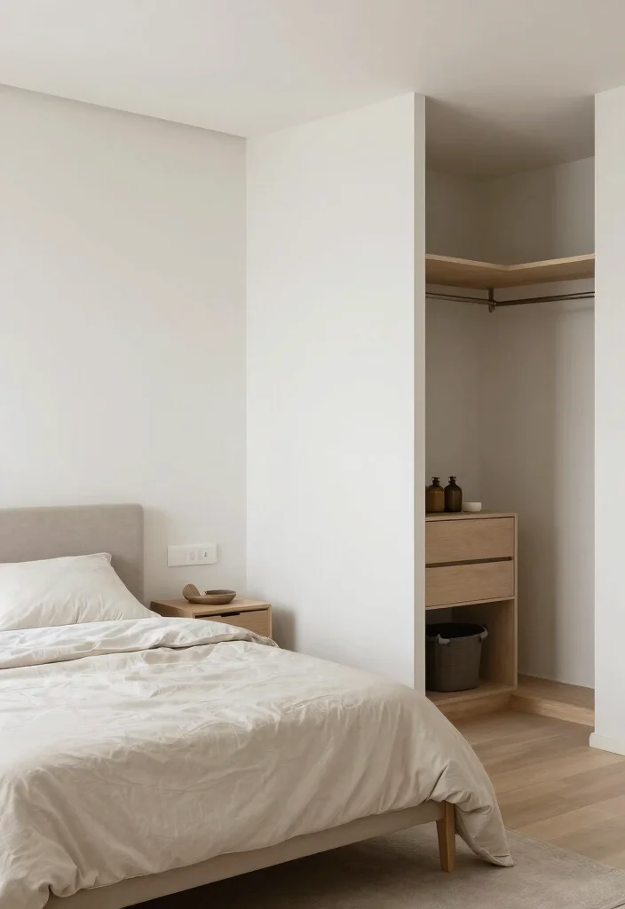 16 Bedroom Into Closet Ideas: Clever Space Transformations - 16. Embrace Minimalism for Space Efficiency 1