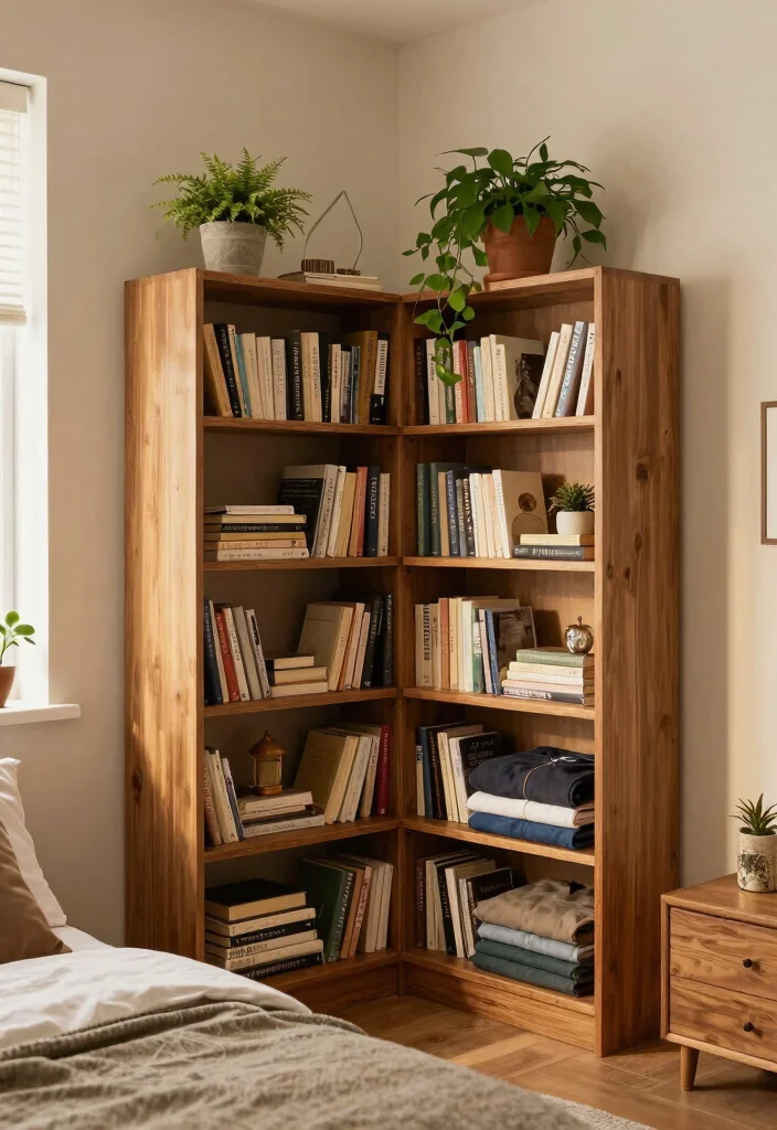 16 Bedroom Into Closet Ideas: Clever Space Transformations - 8. Repurpose Unused Corners with Corner Shelves 1