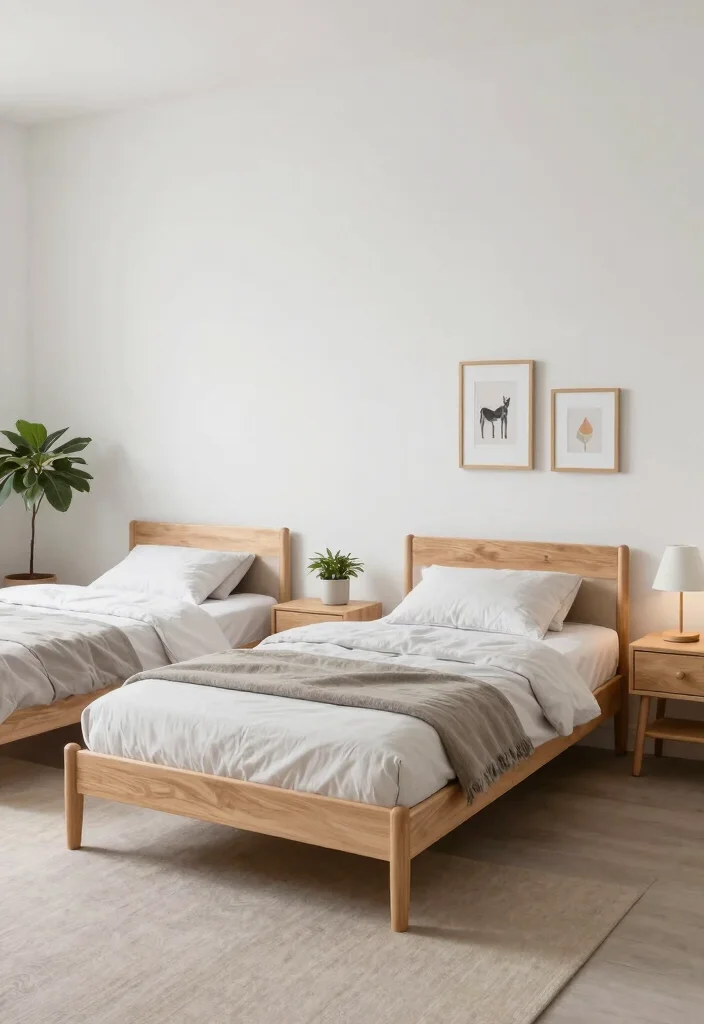 16 Bedroom With Two Beds Ideas: Shared Practical Comfort - 4. Minimalist Twin Bed Setup 1