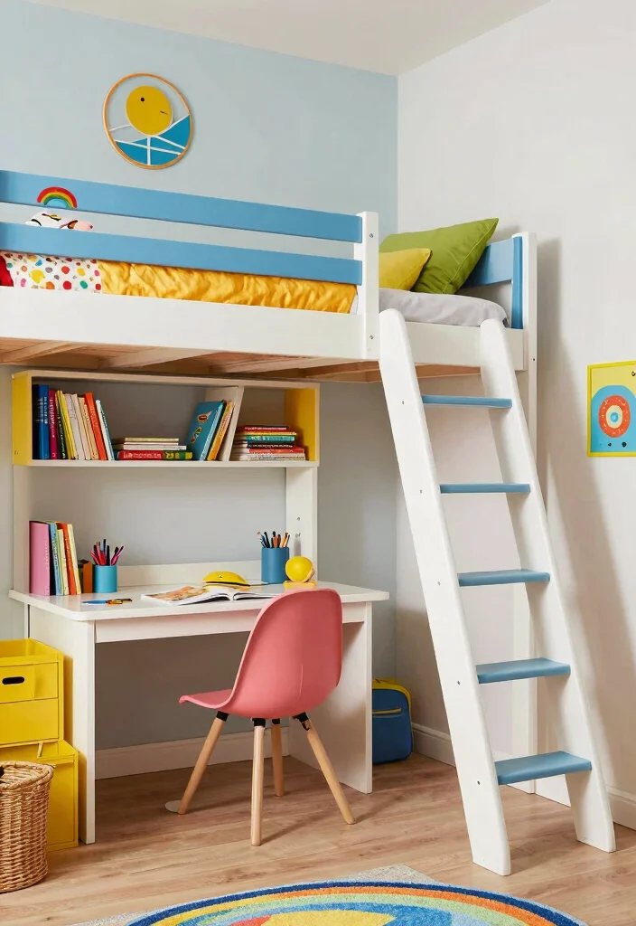 16 Bedroom With Two Beds Ideas: Shared Practical Comfort - 7. Space-Saving Loft Beds 1