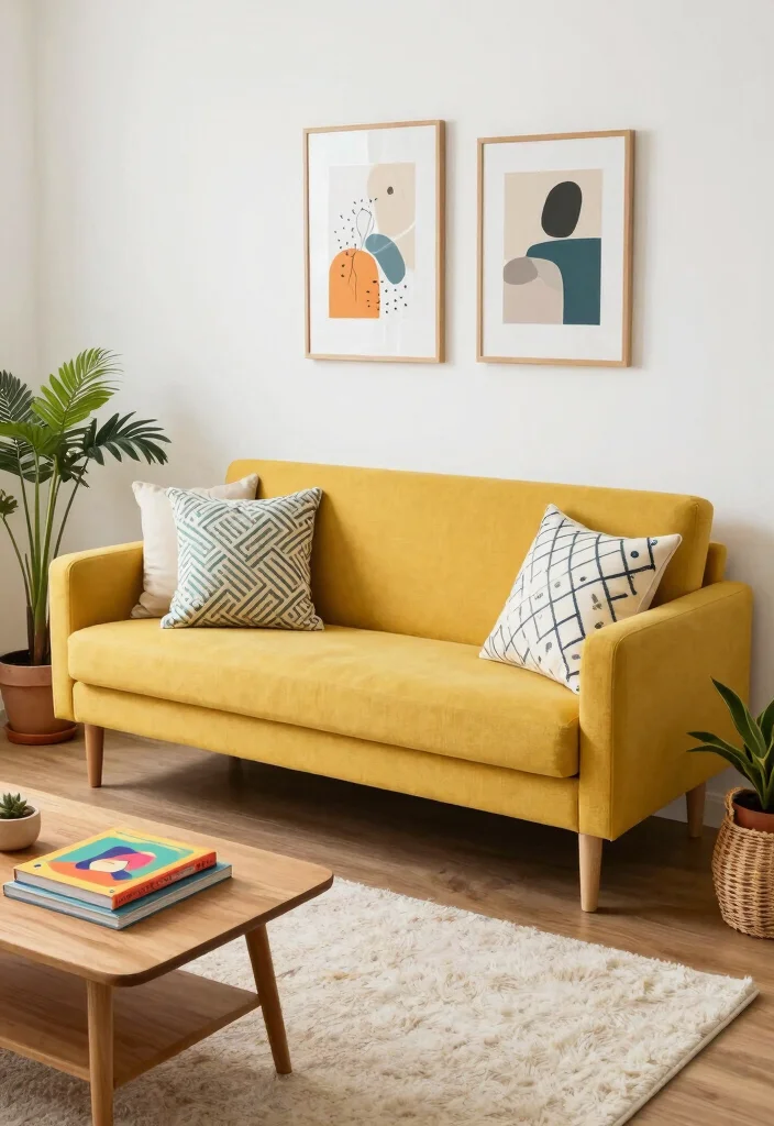 16 Bench Sofa Living Room Ideas: Modern Multi-Use Seating - 1. Colorful Canvas: Bright Bench Sofa Styles 1