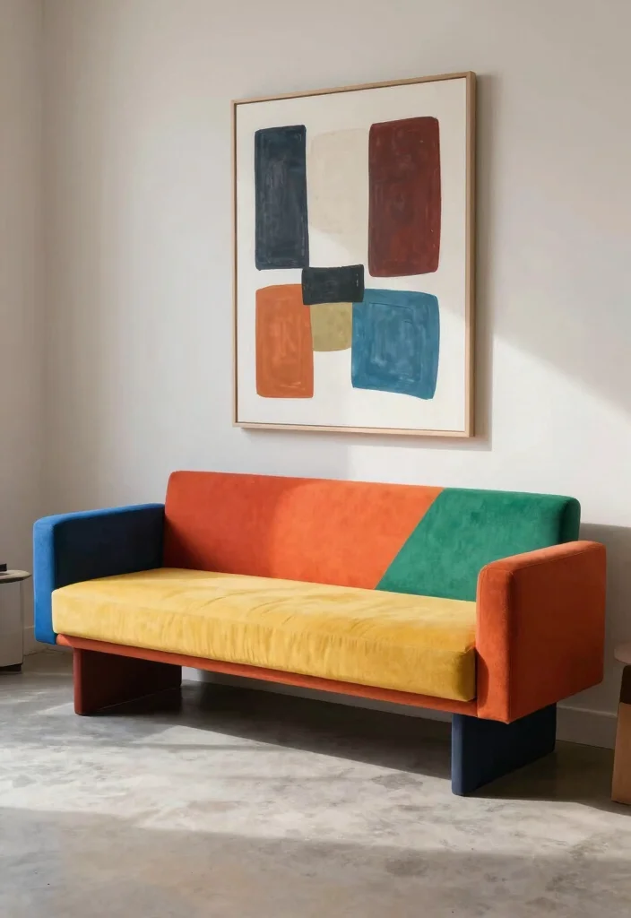 16 Bench Sofa Living Room Ideas: Modern Multi-Use Seating - 11. Artistic Flair: Statement Bench Sofas 1