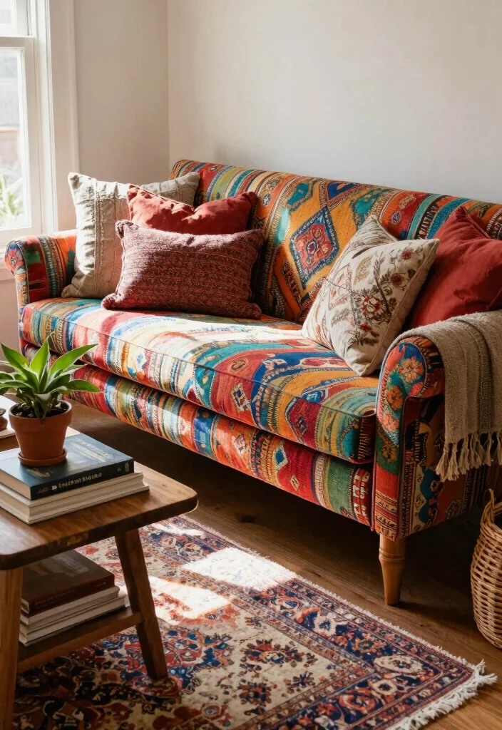 16 Bench Sofa Living Room Ideas: Modern Multi-Use Seating - 6. Bohemian Bliss: Eclectic Bench Sofa Styles 1