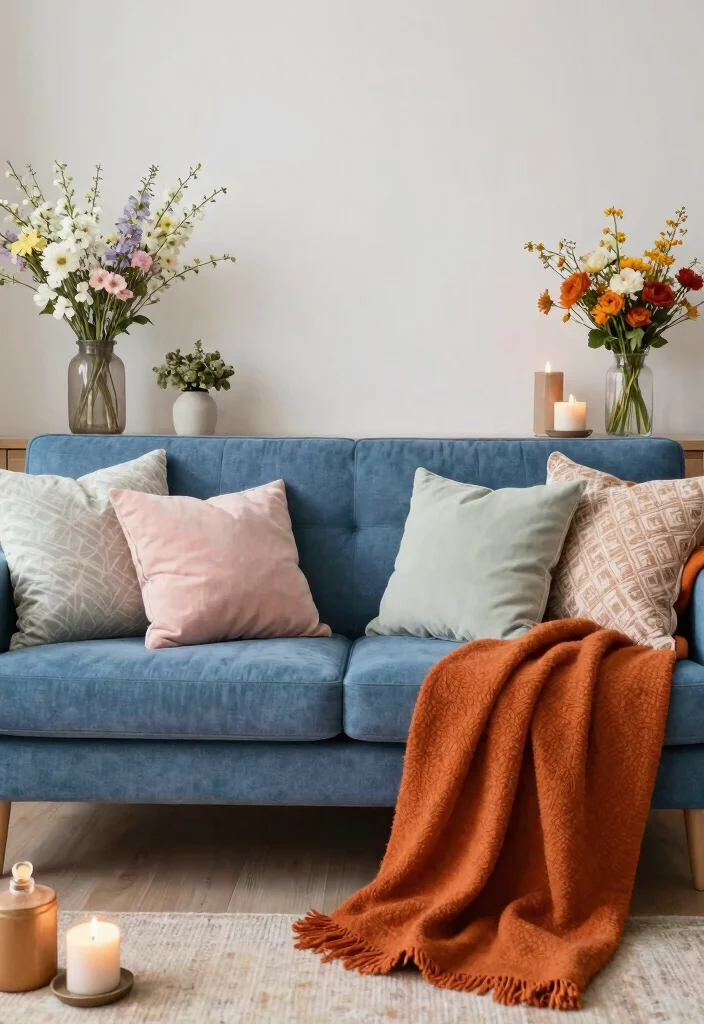 16 Blue Couch Living Room Decor Ideas Fresh Coordinated Style - 13. Seasonal Decor for Year-Round Freshness 1