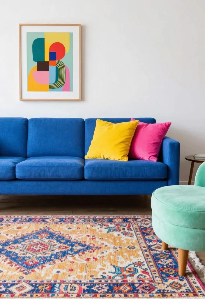 16 Blue Couch Living Room Decor Ideas Fresh Coordinated Style - 4. Playful Pop with Bright Contrasts 1