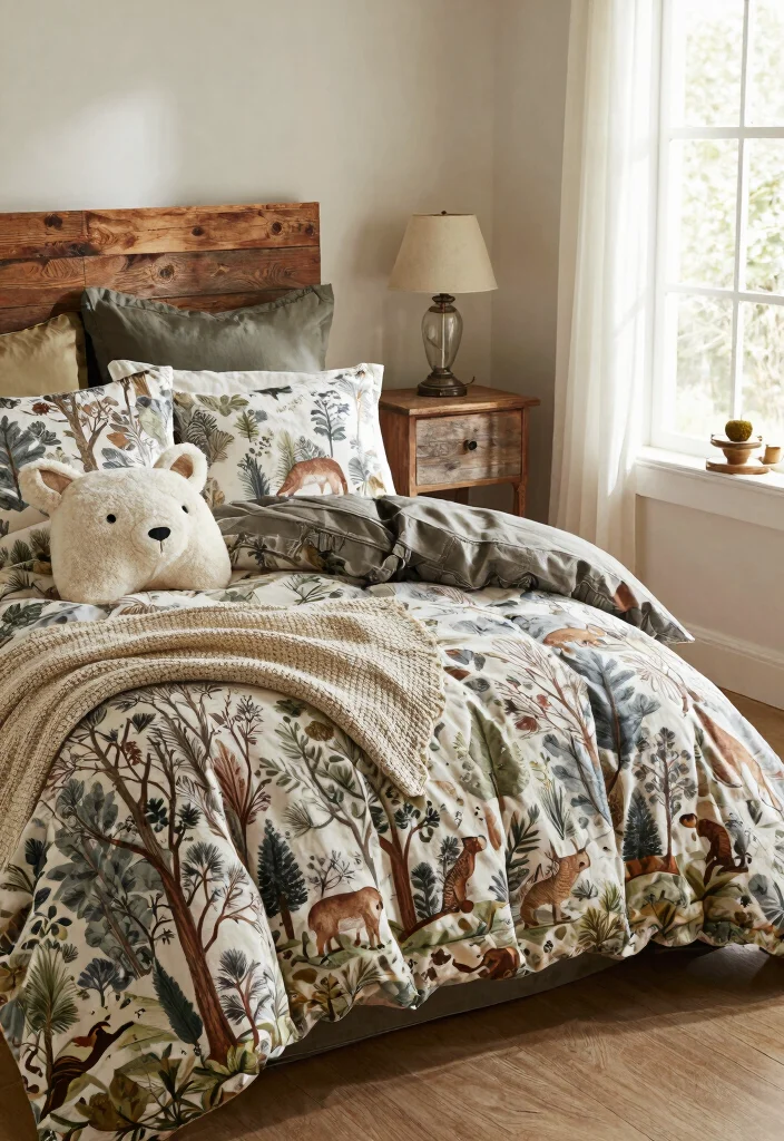 16 Boys Hunting Bedroom Ideas: Rustic Outdoor Theme - 1. Woodland-Themed Bedding 1
