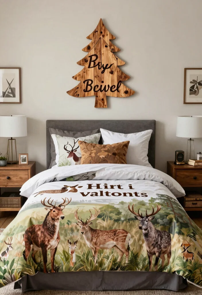 16 Boys Hunting Bedroom Ideas: Rustic Outdoor Theme - 11. Personalized Hunting-Themed Decor 1
