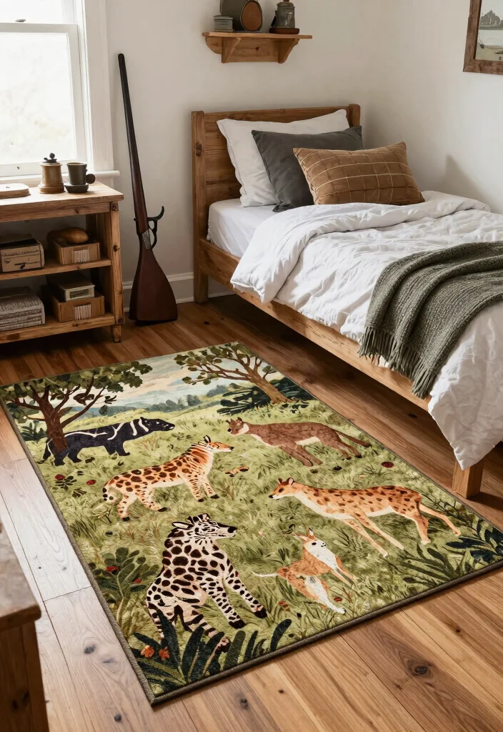 16 Boys Hunting Bedroom Ideas: Rustic Outdoor Theme - 8. Outdoor-Themed Rugs 1