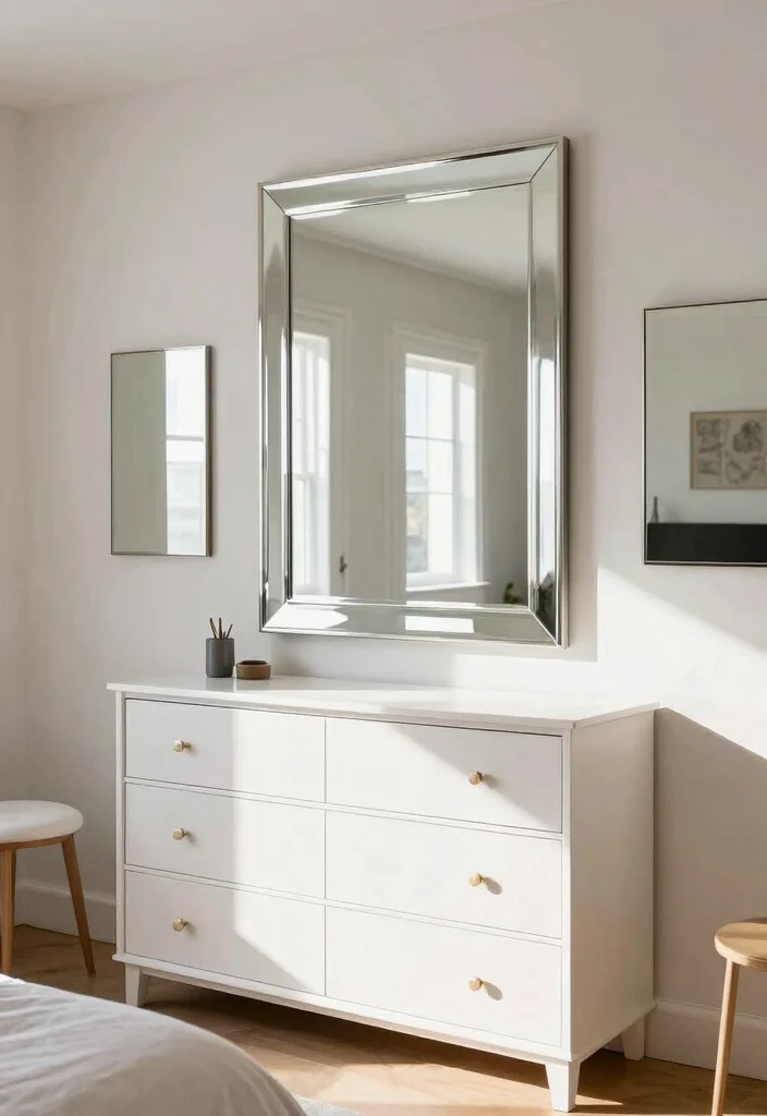 16 Cozy Shared Bedroom Ideas for Two People - 14. Incorporate Mirrors for Light and Space 1