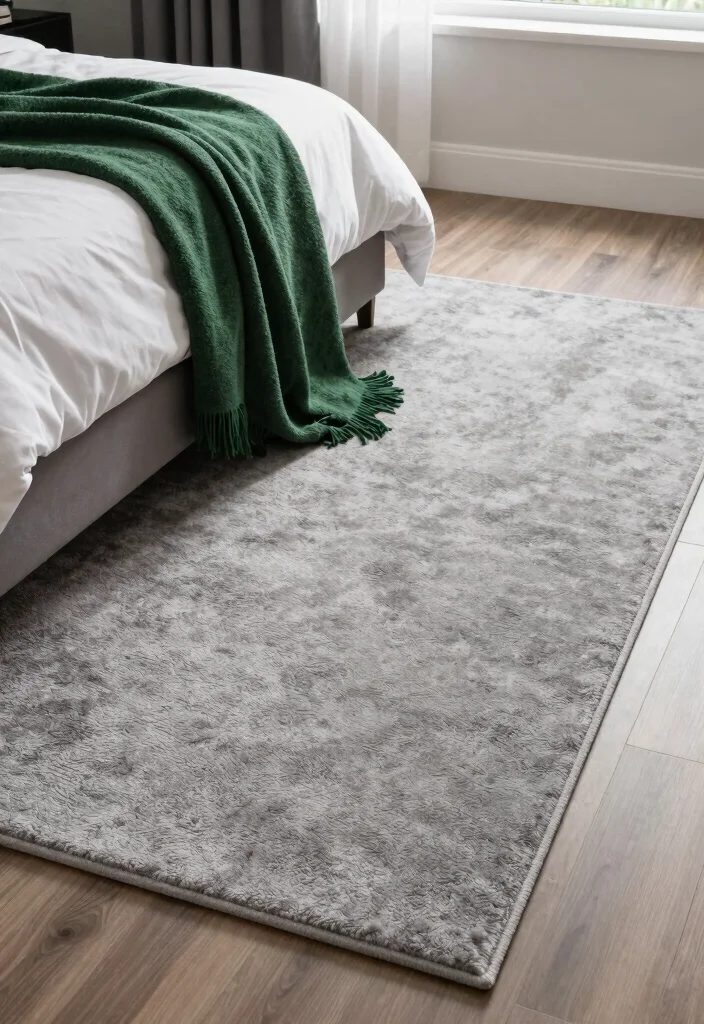 16 Green and Gray Bedroom Ideas: Calm Modern Harmony - 14. Elegant Gray Carpets 1