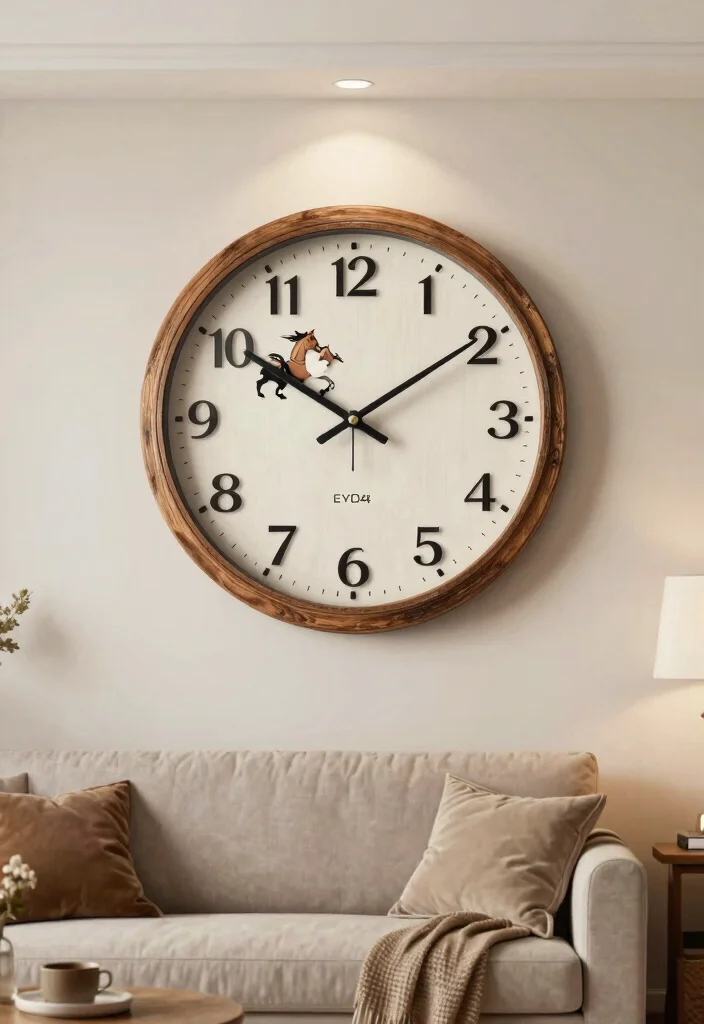 16 Horse Decor Living Room Equestrian Style Ideas Elegant Rustic - 14. Equestrian-Themed Wall Clock 1