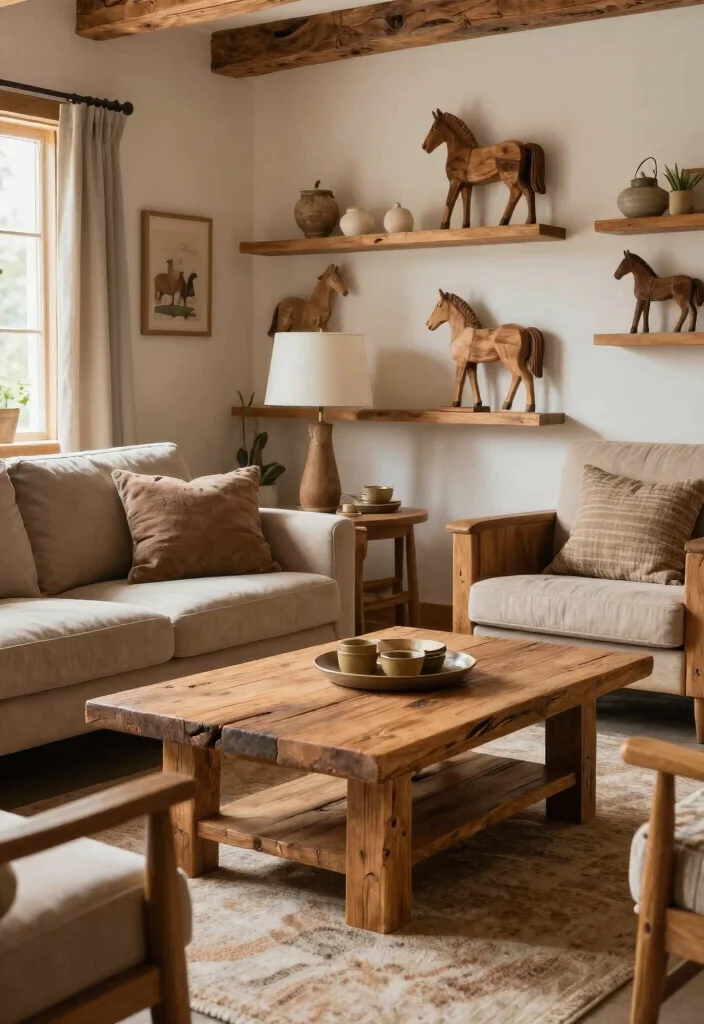 16 Horse Decor Living Room Equestrian Style Ideas Elegant Rustic - 4. Rustic Wooden Accents 1