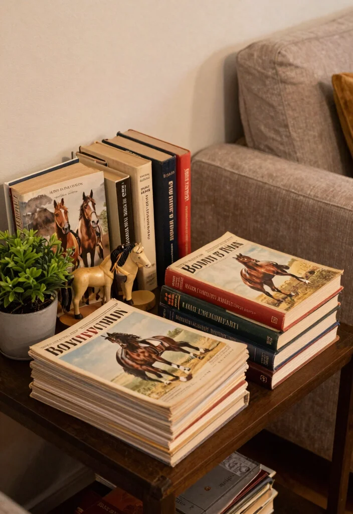16 Horse Decor Living Room Equestrian Style Ideas Elegant Rustic - 9. Vintage Horse Books and Magazines 1