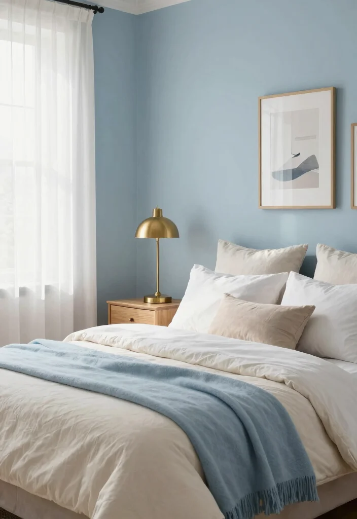 16 Light Blue Bedroom Walls Ideas for an Airy, Relaxed Look - 1. Soft Sky Blue Elegance 1