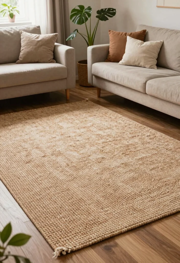 16 Living Room Decor Green Ideas for a Fresh Natural Feel - 10. Textured Rugs 1