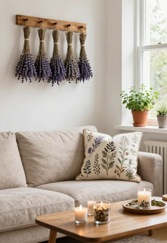 16 Living Room Decor Green Ideas for a Fresh Natural Feel - 11. Herbal Accents 1