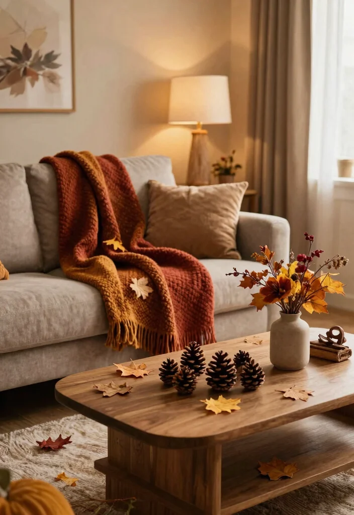 16 Living Room Decor Green Ideas for a Fresh Natural Feel - 14. Seasonal Decor Changes 1