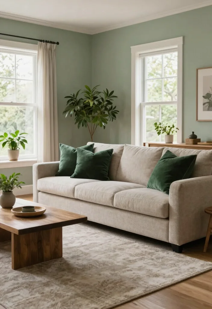 16 Living Room Decor Green Ideas for a Fresh Natural Feel - 3. Natural Color Palette 1