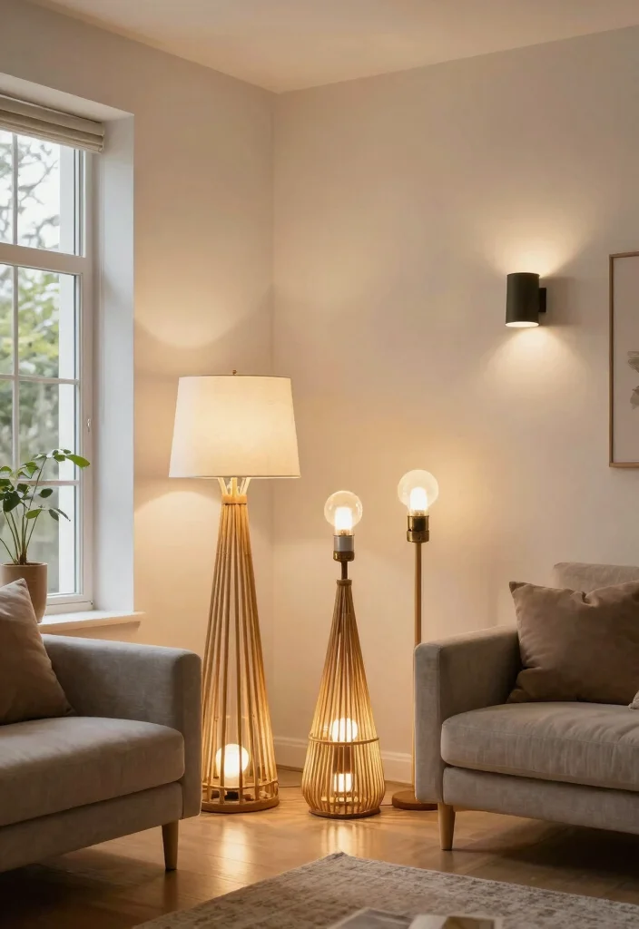 16 Living Room Decor Green Ideas for a Fresh Natural Feel - 6. Sustainable Lighting Solutions 1