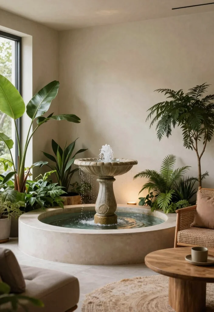 16 Living Room Decor Green Ideas for a Fresh Natural Feel - 8. Incorporating Water Elements 1