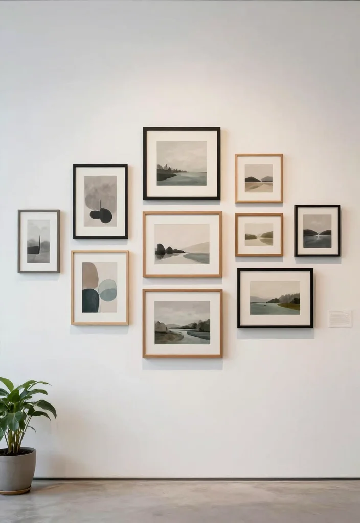 16 Living Room Empty Wall Ideas: Creative Decor Solutions - 1. Minimalist Art Gallery Wall 1