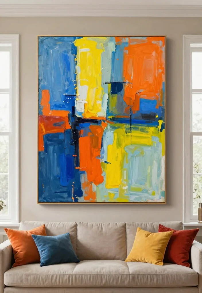 16 Living Room Empty Wall Ideas: Creative Decor Solutions - 5. Bold Wall Art 1