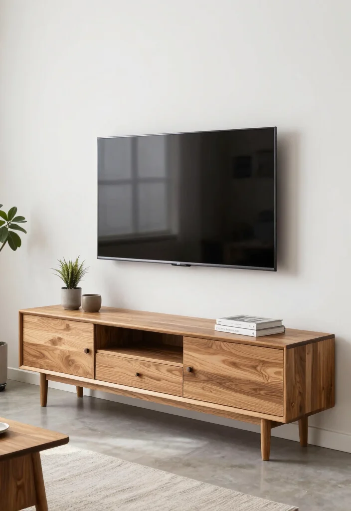 16 Living Room Empty Wall Ideas: Creative Decor Solutions - 7. Floating Media Console 1