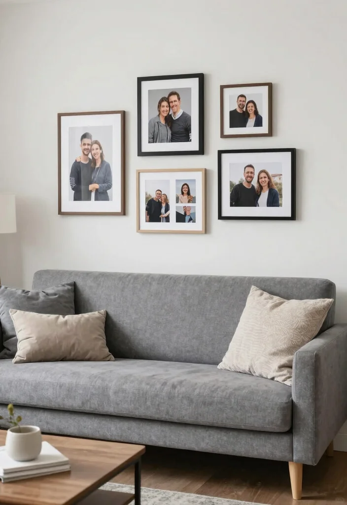 16 Living Room Grey Sofa Ideas for Easy Neutral Styling - 15. Personal Touches 1