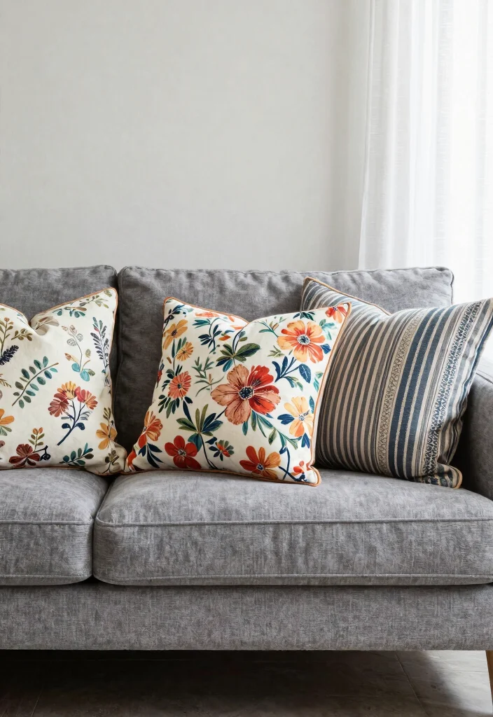 16 Living Room Grey Sofa Ideas for Easy Neutral Styling - 3. Play with Patterns 1