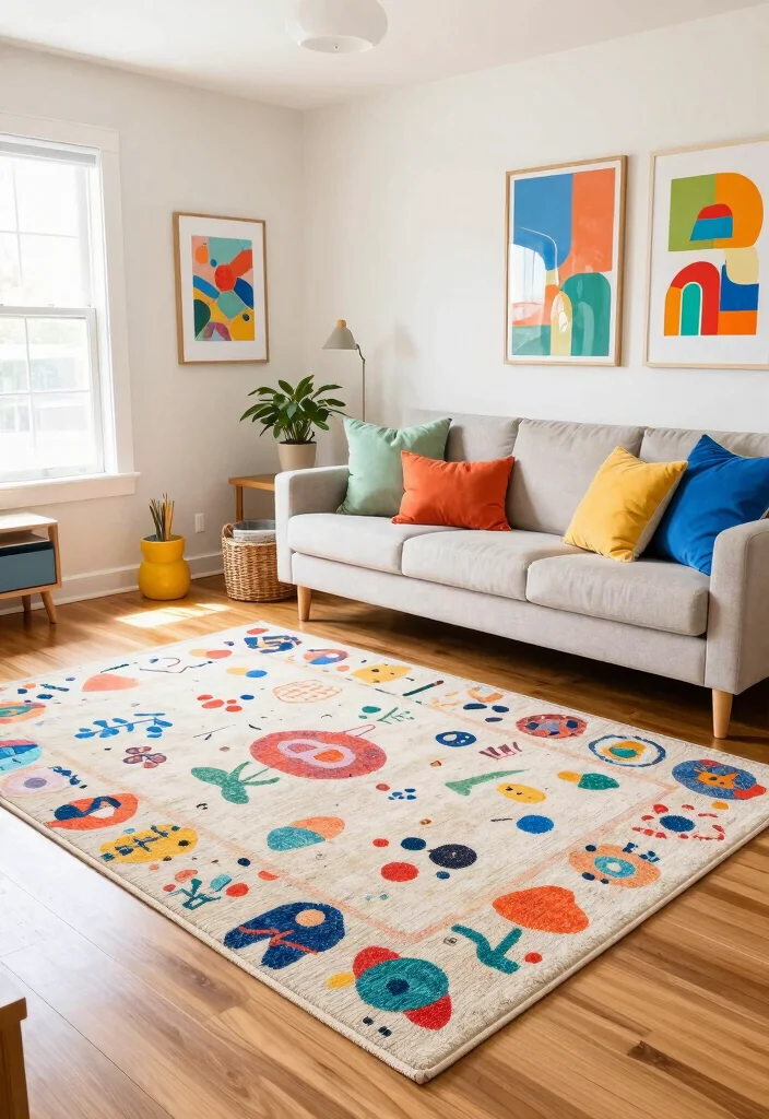 16 Living Room Rugs on Hardwood Ideas for a Layered Cozy Look - 10. Colorful Comfort 1