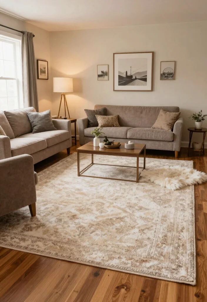 16 Living Room Rugs on Hardwood Ideas for a Layered Cozy Look - 15. The Layered Heart 1