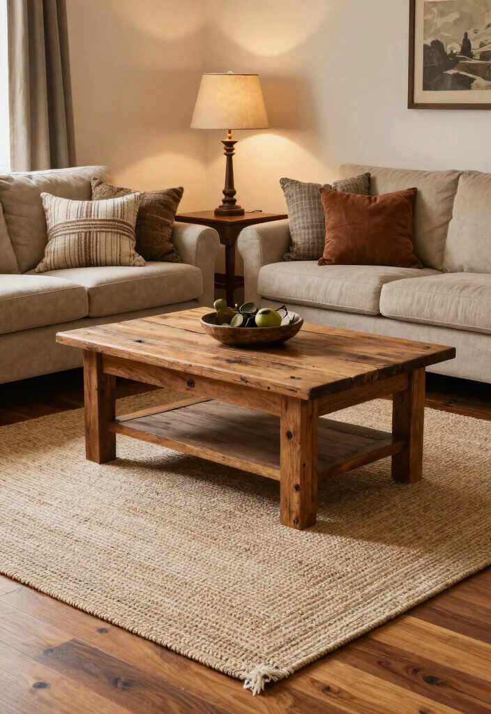 16 Living Room Rugs on Hardwood Ideas for a Layered Cozy Look - 7. Rustic Retreat 1