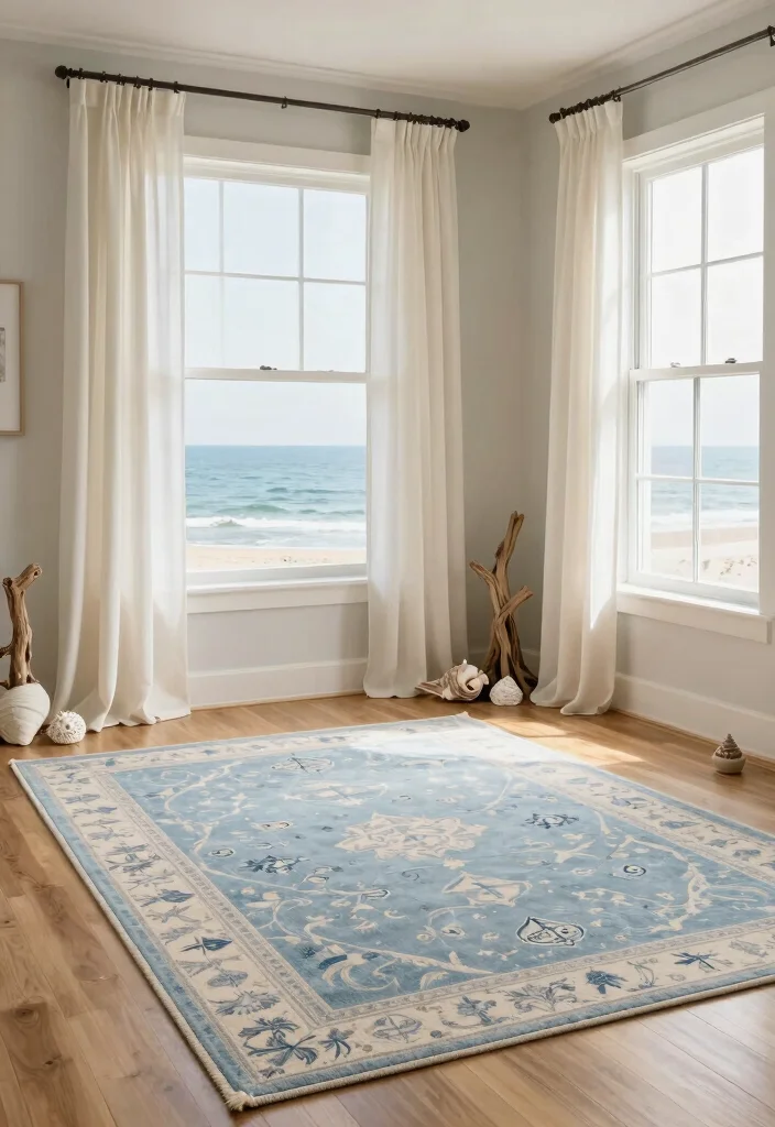 16 Living Room Rugs on Hardwood Ideas for a Layered Cozy Look - 8. Coastal Calm 1