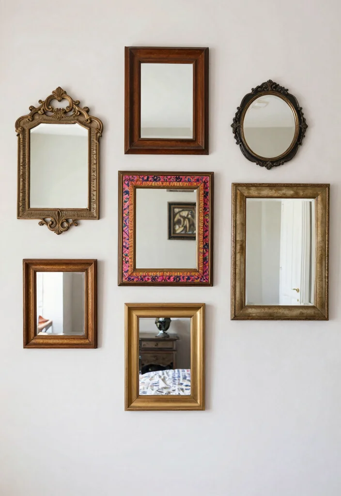 16 Mirror in Bedroom Ideas Bright Space Enhancing Style - 10. Vintage Mirror Frames as Art 1