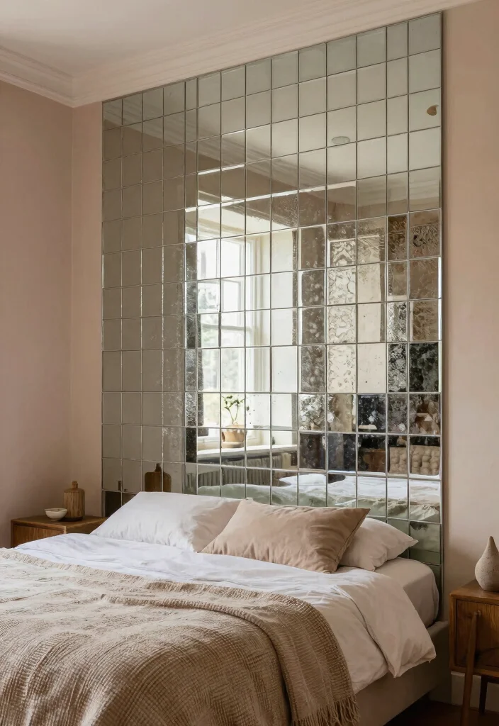 16 Mirror in Bedroom Ideas Bright Space Enhancing Style - 9. Vintage Mirror Tiles 1