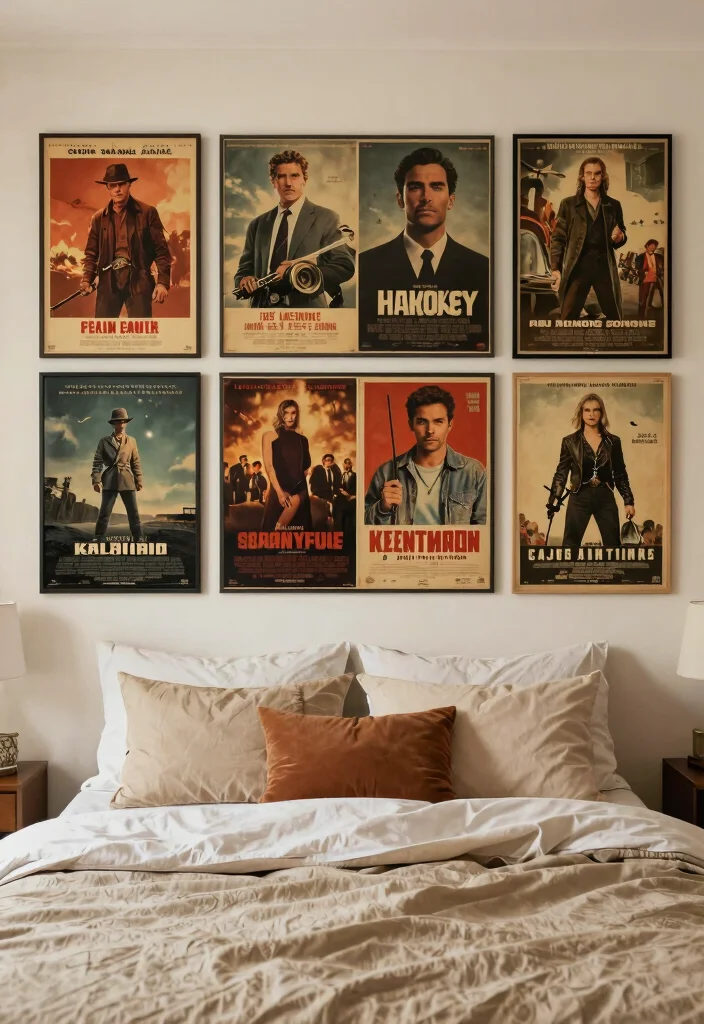 16 Movie Poster Wall Bedroom Ideas Cool Cinematic Decor - 13. Vintage Posters as Headboards 1