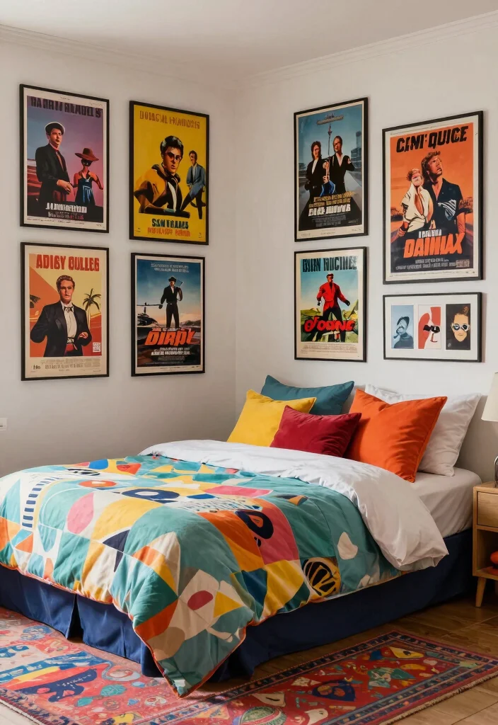 16 Movie Poster Wall Bedroom Ideas Cool Cinematic Decor - 3. Color Coordination 1
