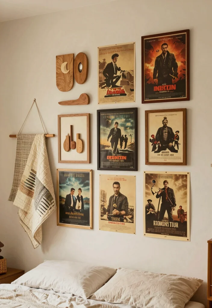 16 Movie Poster Wall Bedroom Ideas Cool Cinematic Decor - 5. Layered Textures 1