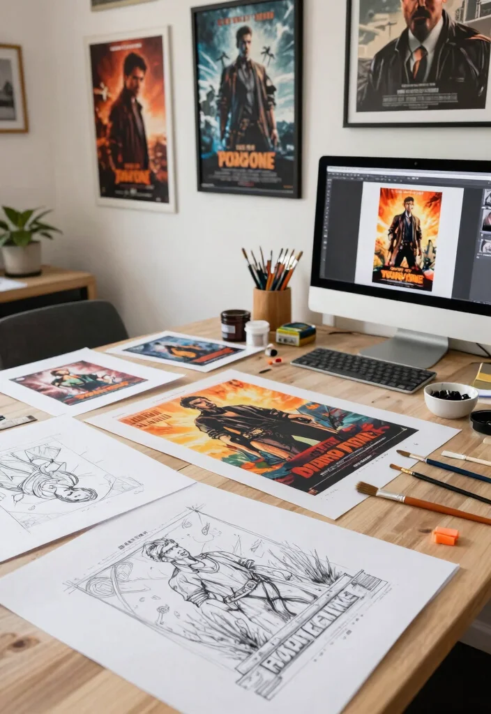 16 Movie Poster Wall Bedroom Ideas Cool Cinematic Decor - 7. DIY Poster Creation 1