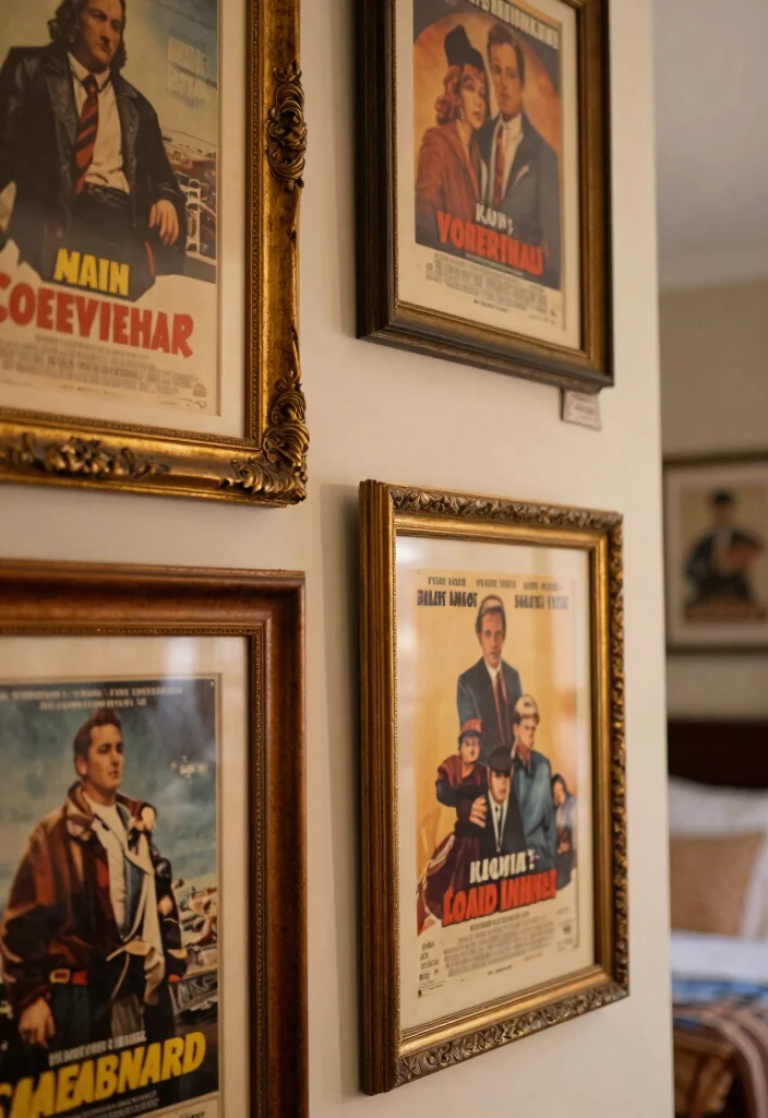 16 Movie Poster Wall Bedroom Ideas Cool Cinematic Decor - 8. Vintage Frame Styles 1