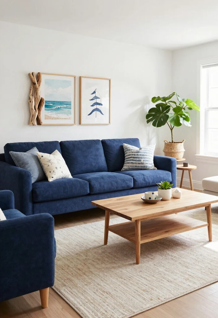 16 Navy Blue Sofa Living Room Ideas Bold Classic Style - 1. Classic Coastal Contrast 1