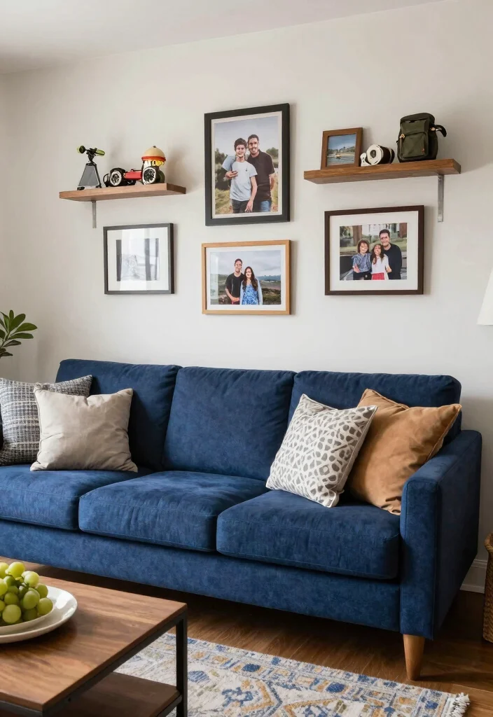 16 Navy Blue Sofa Living Room Ideas Bold Classic Style - 15. Personal Touches 1