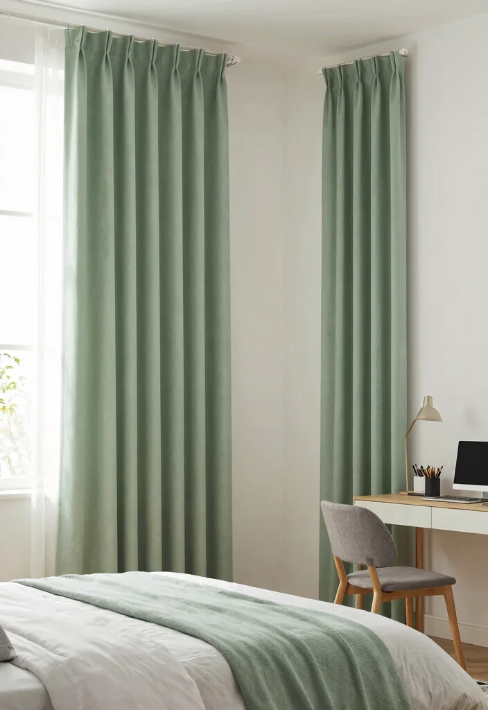 16 Sage Green Curtains Bedroom Ideas: Calm Elegant Touch - 12. Multi-Functional Spaces 1